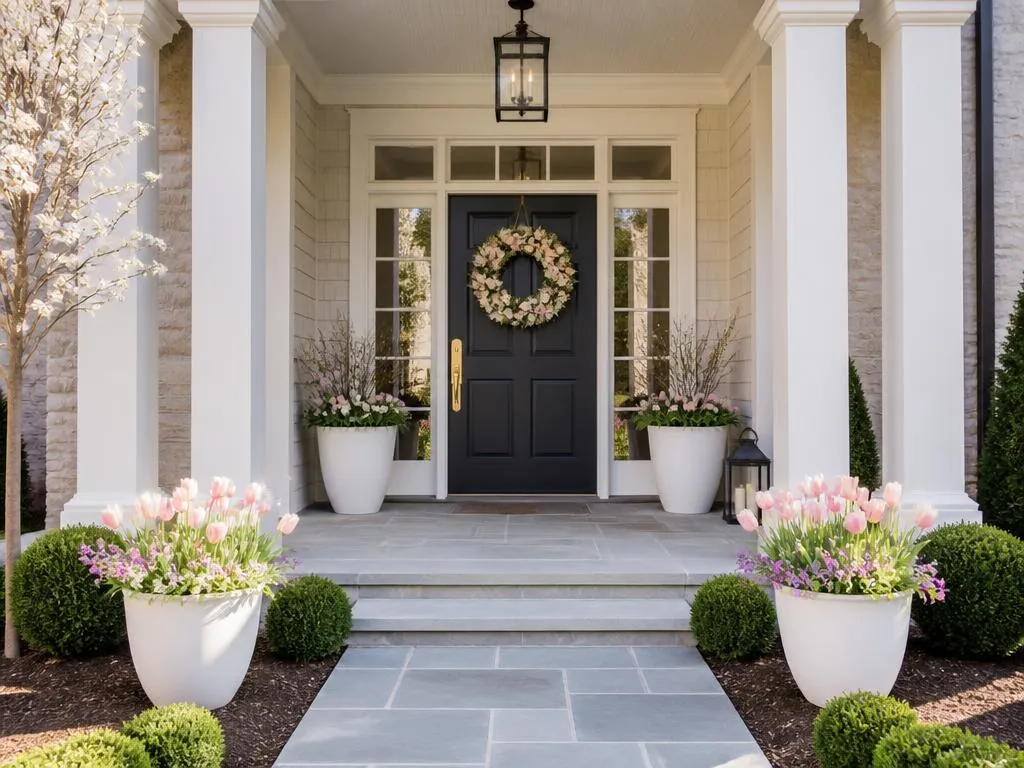 Porch decorated for Easter